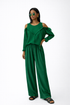 ELASTICATED WAISTLINE WIDE LEG TROUSERS (بنطلون) "LINMU"