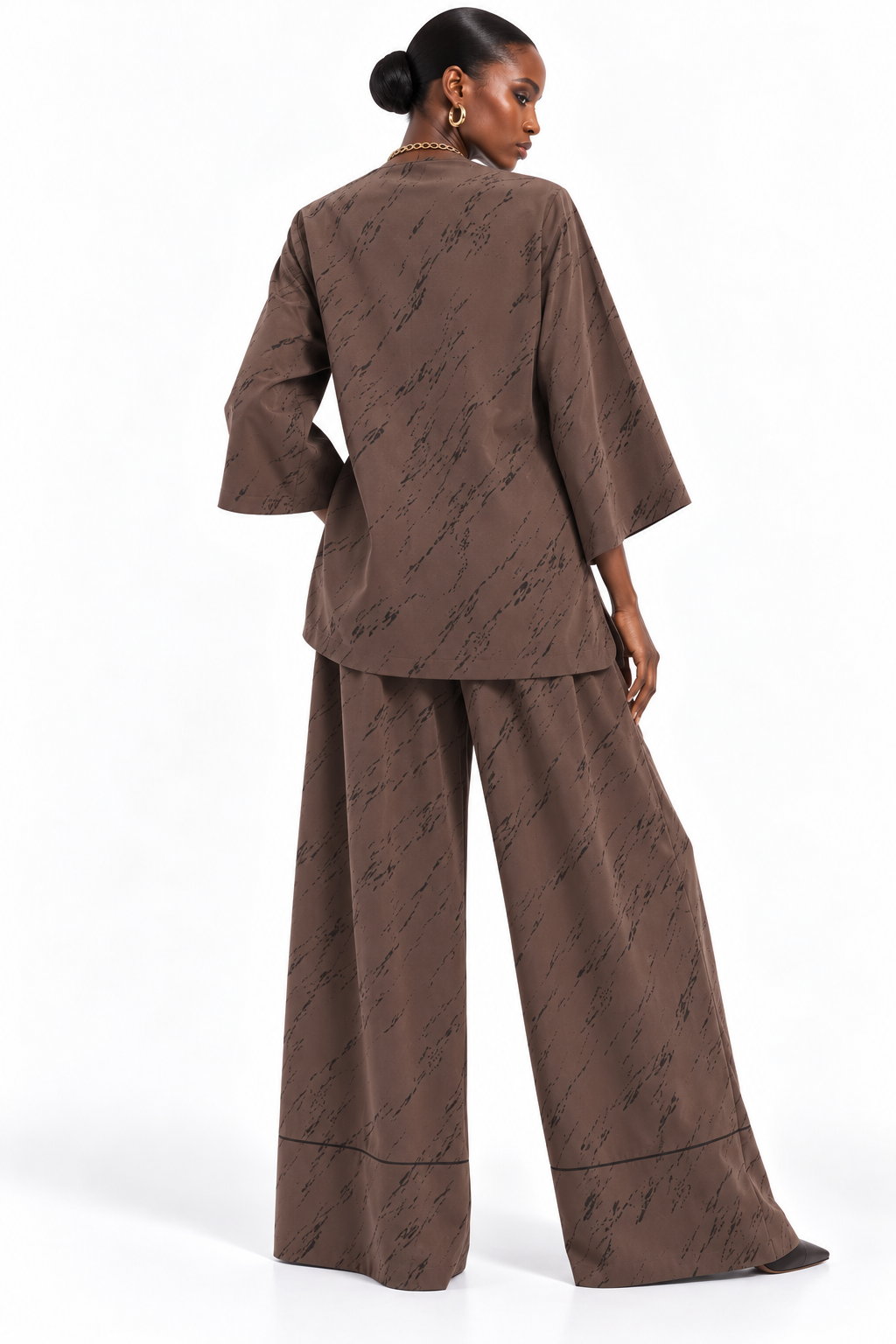 ABSTRACT KIMONO TIE-WAIST CO-ORD SET تعيين (KIMONO & PANTS) “MESSI“