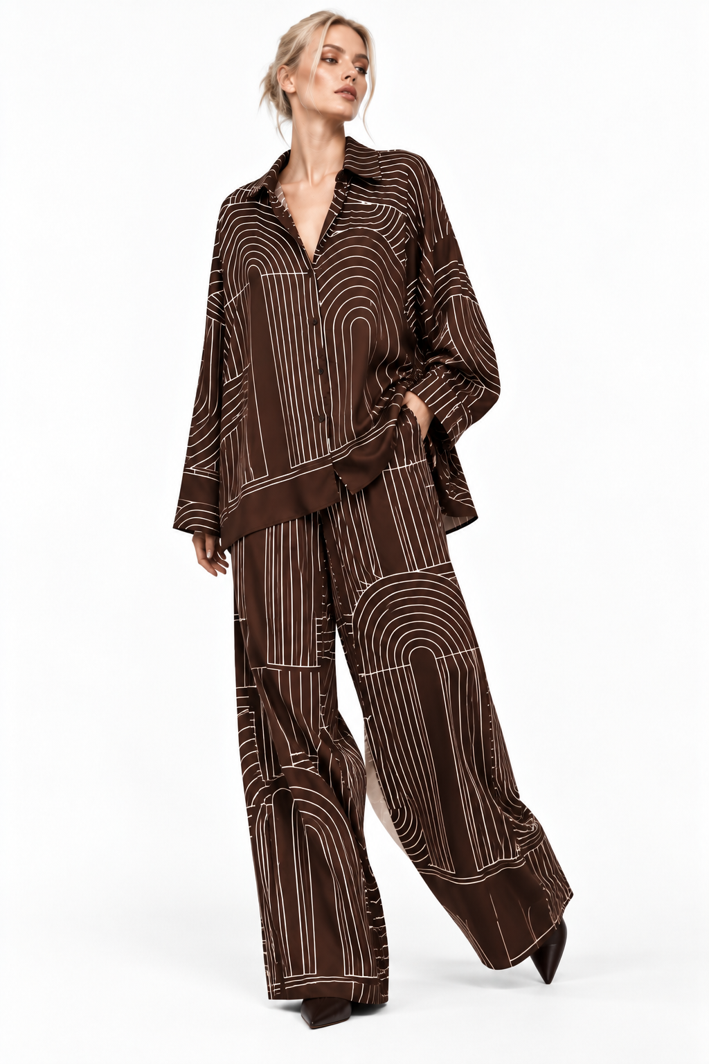 RETRO LINE PRINT CO-ORD SET زوج “VERA”