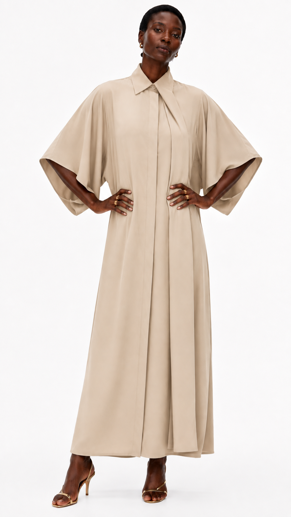 KIMONO-SLEEVE SHIRT DRESS فستان “CASSIA”