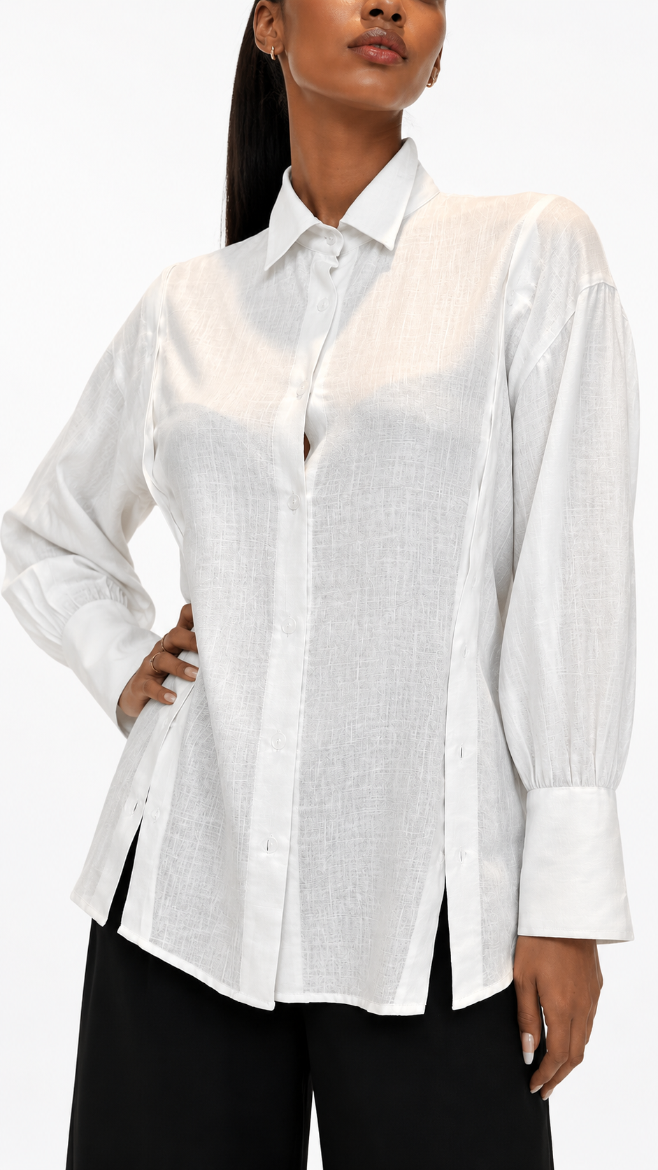 BUTTONED OPEN SHOULDER SHIRT قميص “OPAL"