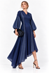 ASYMMETRIC BALOON SLEEVE  MAXI DRESS فستان “BELLA”