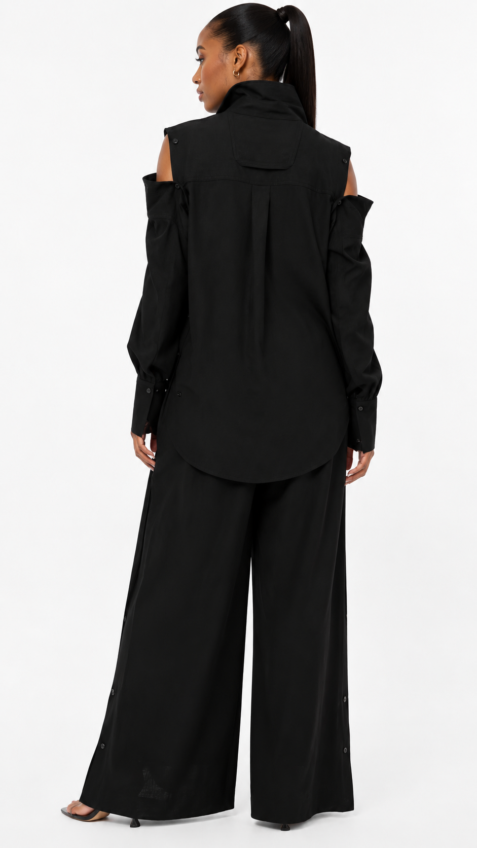 BUTTONED OPEN SHOULDER SHIRT قميص “OPAL"