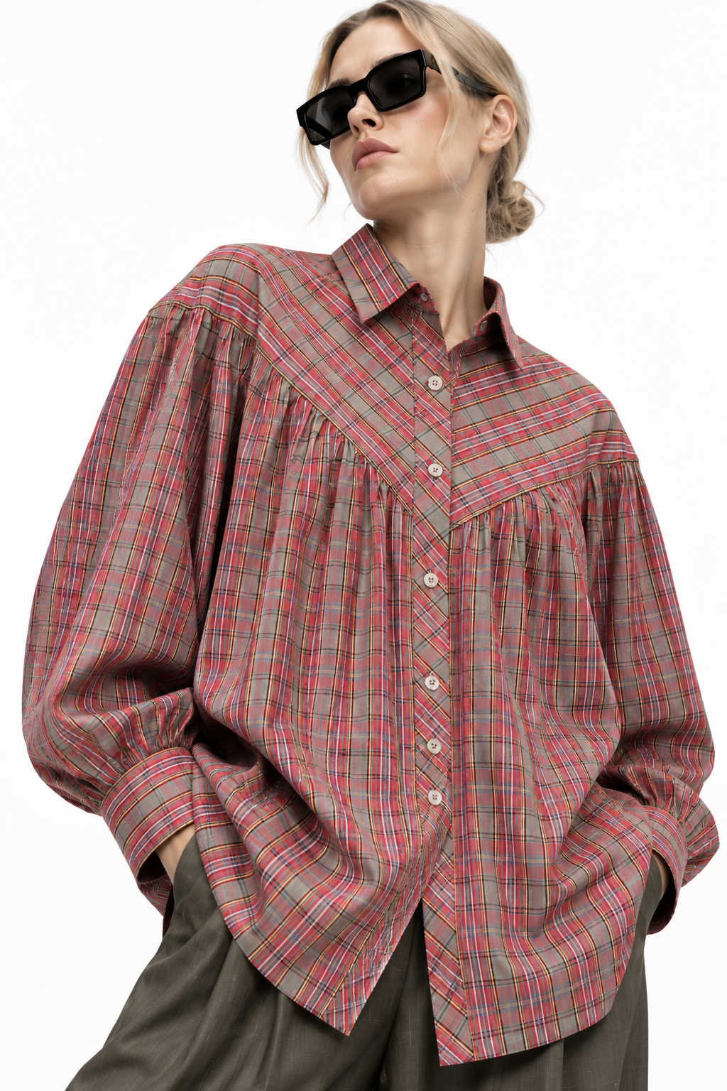 GATHERED CHEVRON SHIRT (قميص) “ANNA KARENINA”