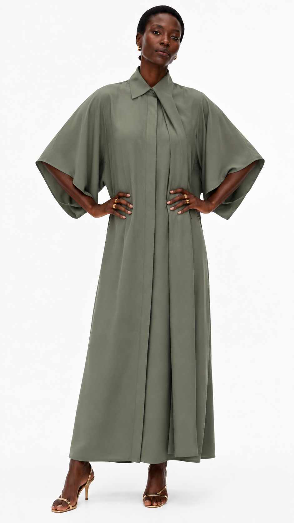 KIMONO-SLEEVE SHIRT DRESS فستان “CASSIA”