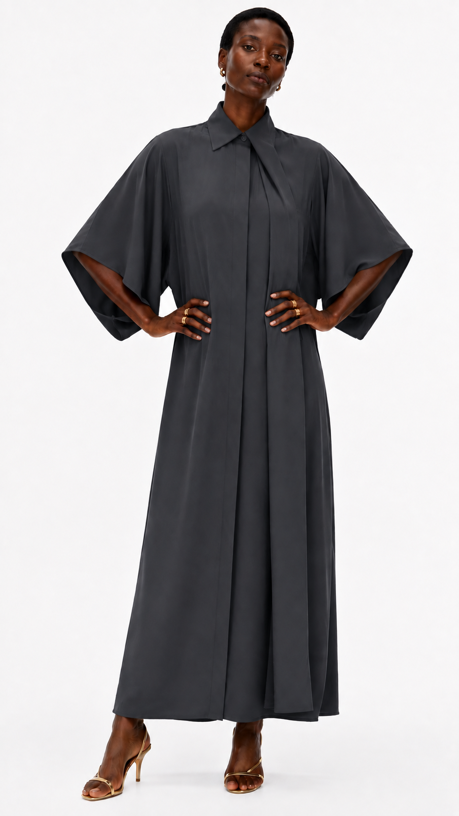 KIMONO-SLEEVE SHIRT DRESS فستان “CASSIA”