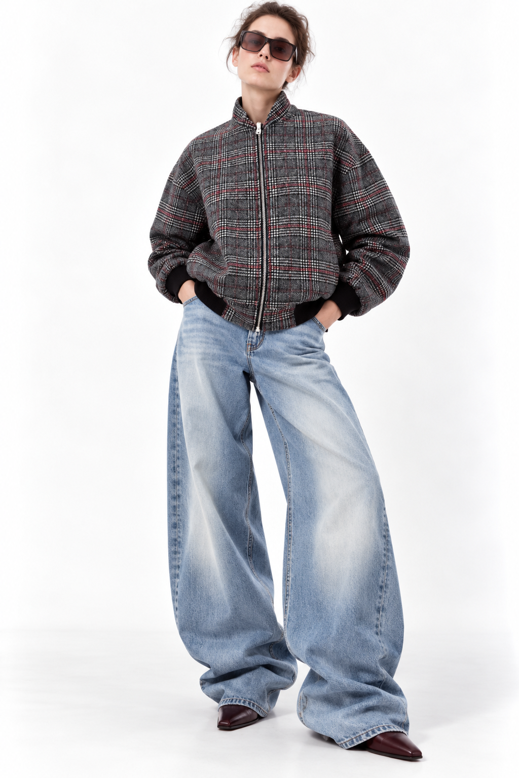 OVERSIZED CHECKED BOMBER (قميص) “TEDDY”