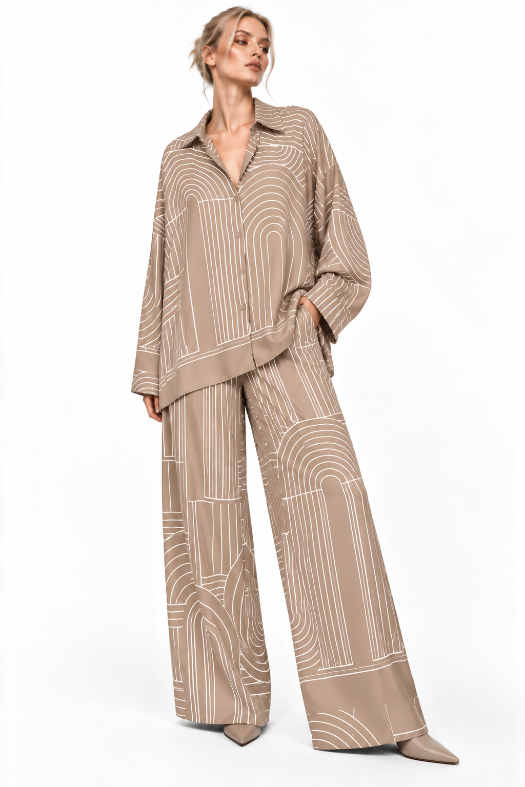 RETRO LINE PRINT CO-ORD SET زوج “VERA”