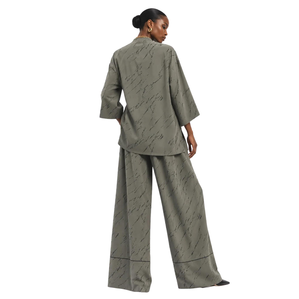 ABSTRACT KIMONO TIE-WAIST CO-ORD SET تعيين (KIMONO & PANTS) "MESSI"