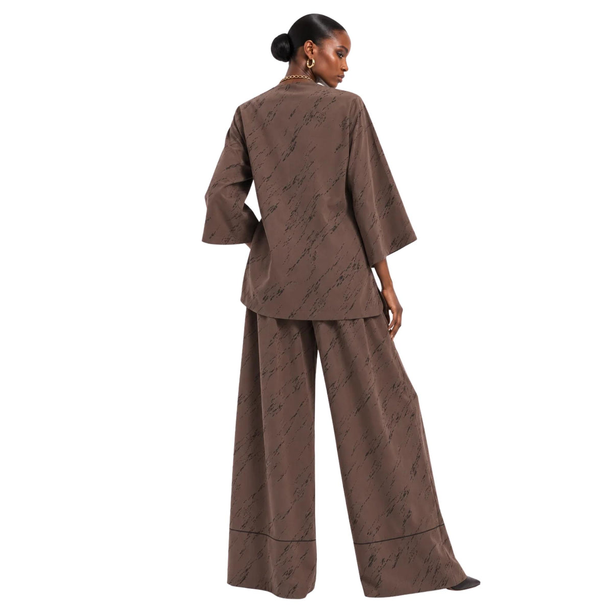 ABSTRACT KIMONO TIE-WAIST CO-ORD SET تعيين (KIMONO & PANTS) "MESSI"