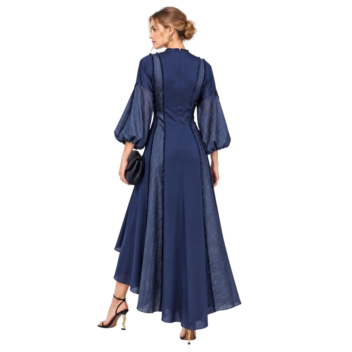 ASYMMETRIC BALOON SLEEVE  MAXI DRESS فستان “BELLA”
