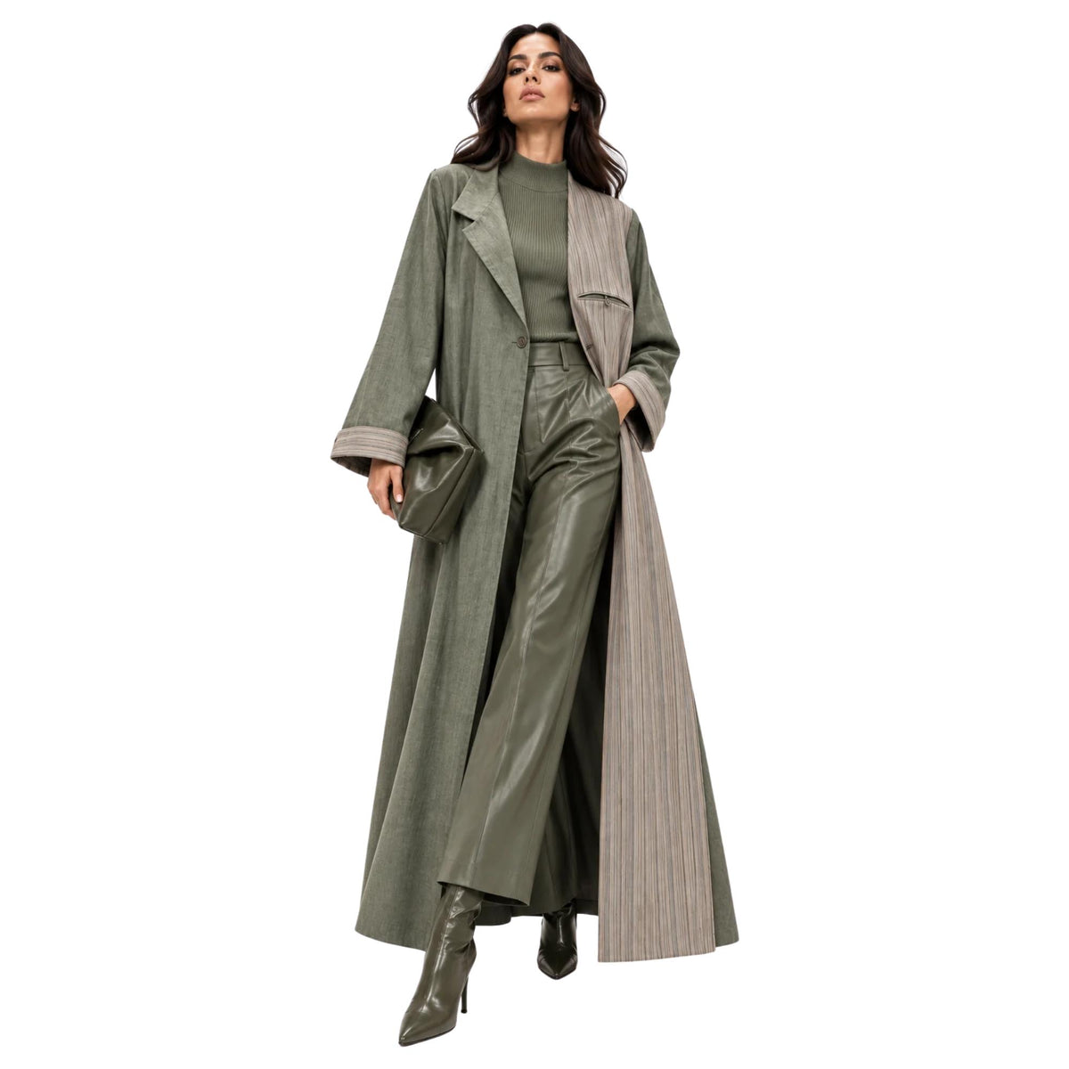 BACK BUTTONED TWO-TONE TRENCH COAT (عباية) "NATALYA LASUNSKAYA”