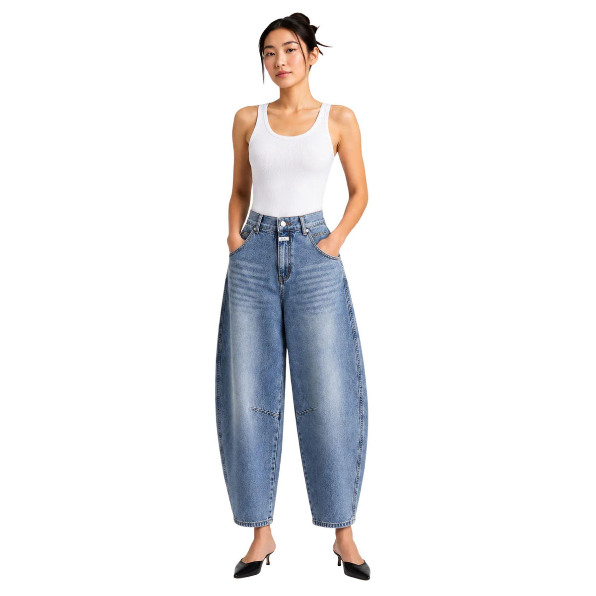 BARREL-LEG  HIGH-WAIST JEANS (بنطلون) “DDP”
