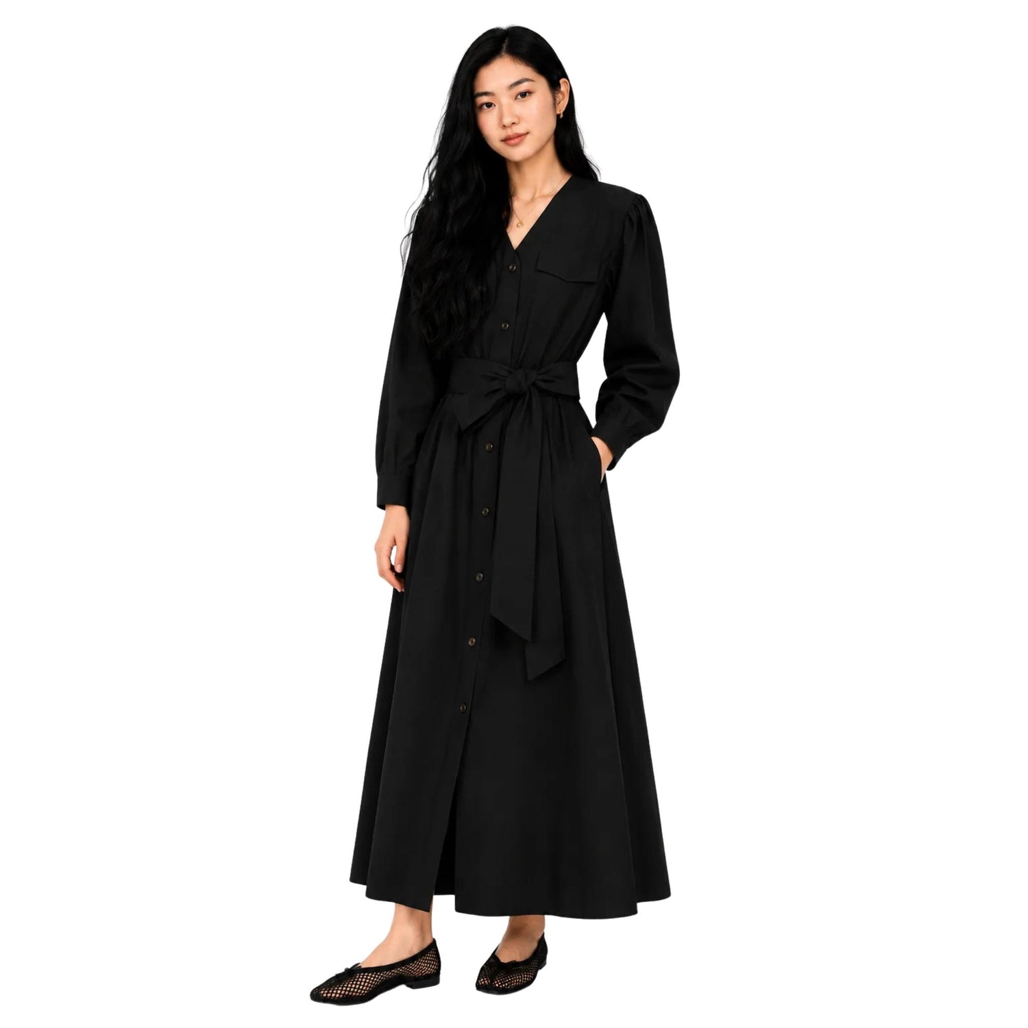 BELTED SHIRT COTTON DRESS (فستان) "LUMIÈRE"
