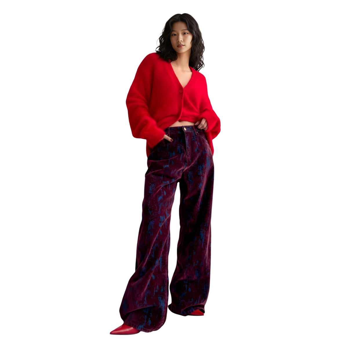 BRUSHED VELVET TROUSERS (بنطلون)