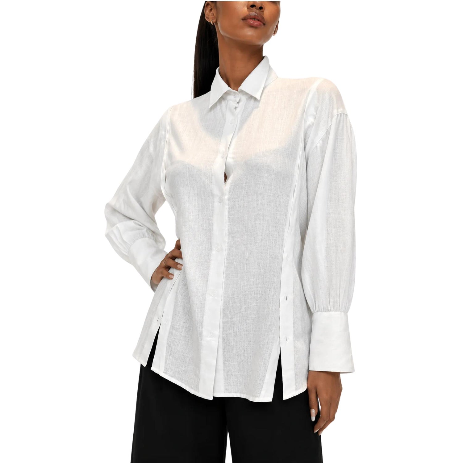 BUTTONED OPEN SHOULDER SHIRT قميص “OPAL"