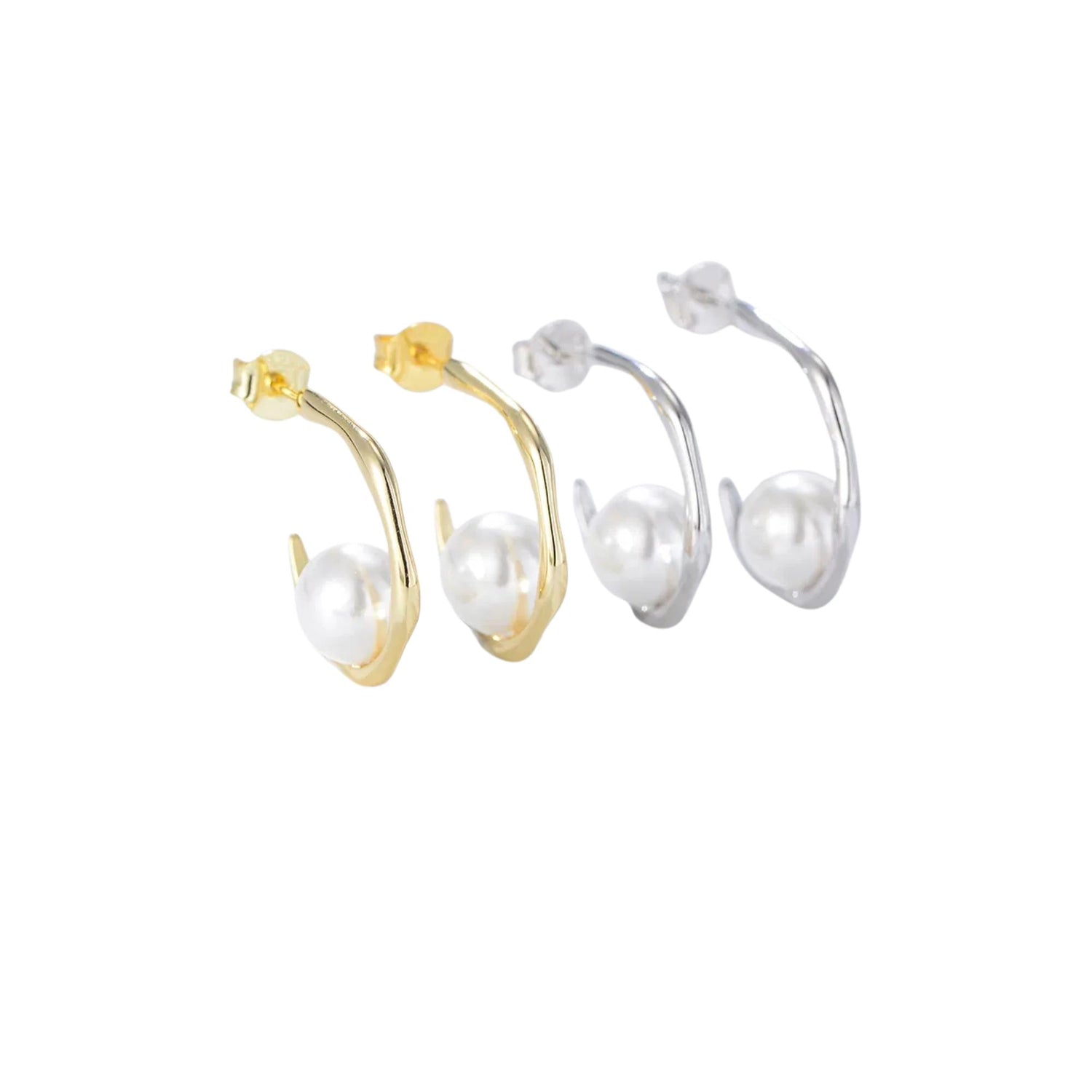 C-SHAPE FULL ROUND MOTHER OF PEARL EARRINGS(الأقراط)