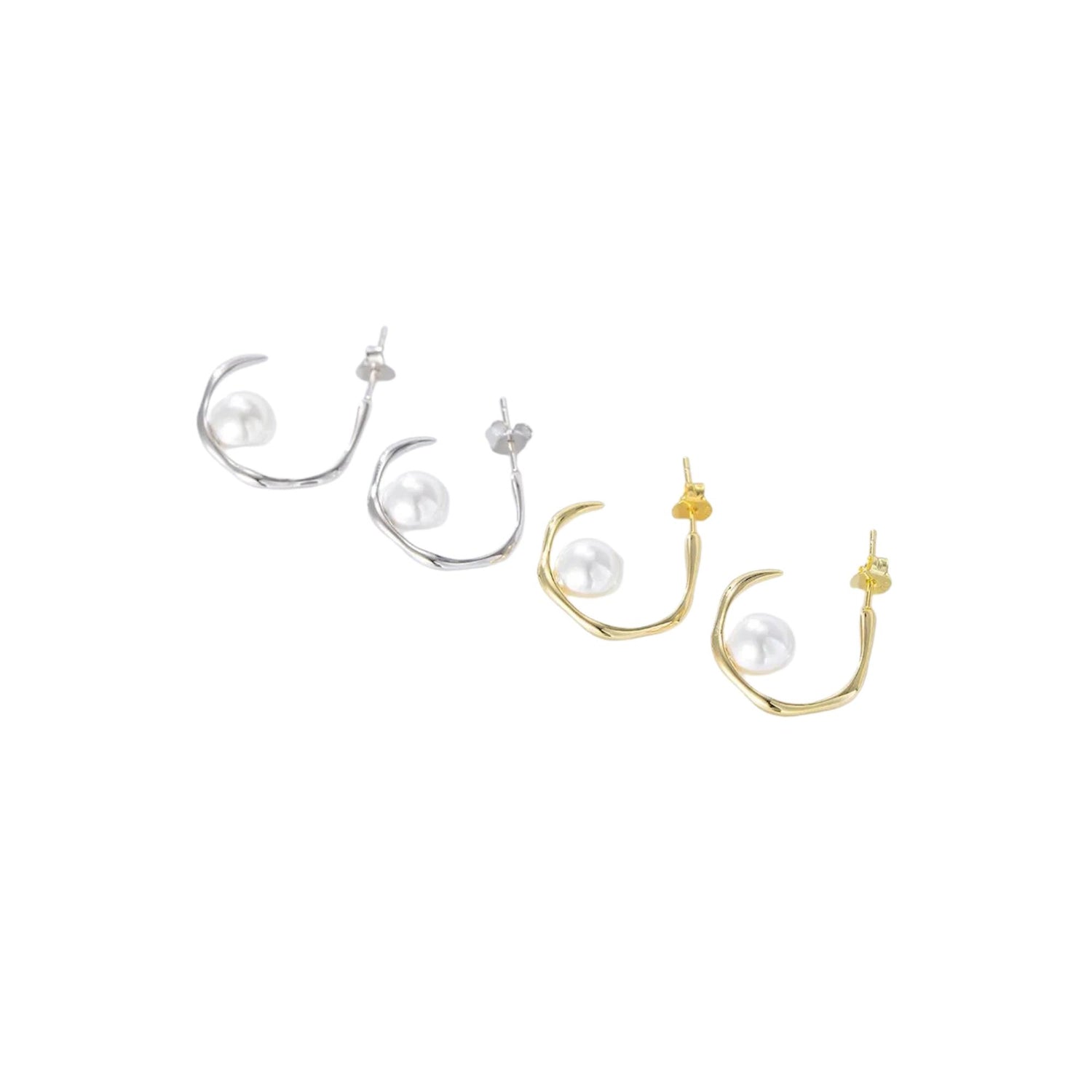 C-SHAPE FULL ROUND MOTHER OF PEARL EARRINGS(الأقراط)