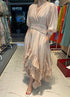 WAIST PLEATED MAXI DRESS (فستان) "ROSE"
