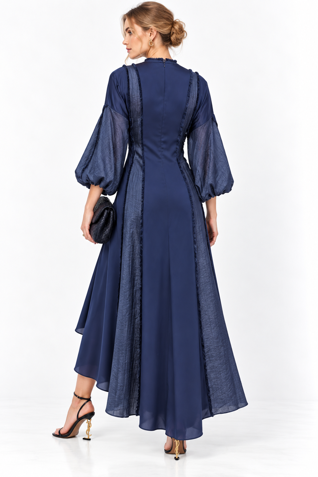 ASYMMETRIC BALOON SLEEVE  MAXI DRESS فستان “BELLA”