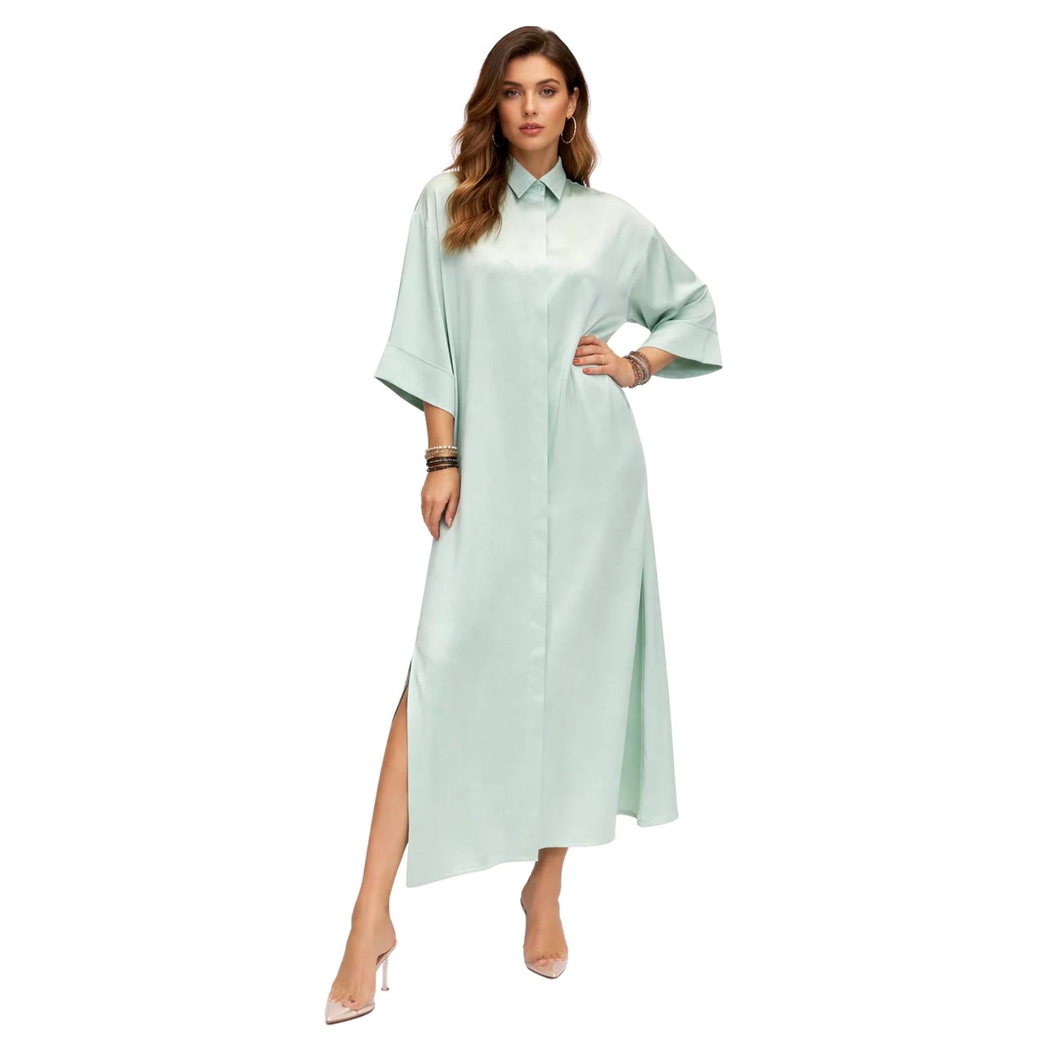 CLASSIC SHIRT DRESS (فستان) “GARDENIA”