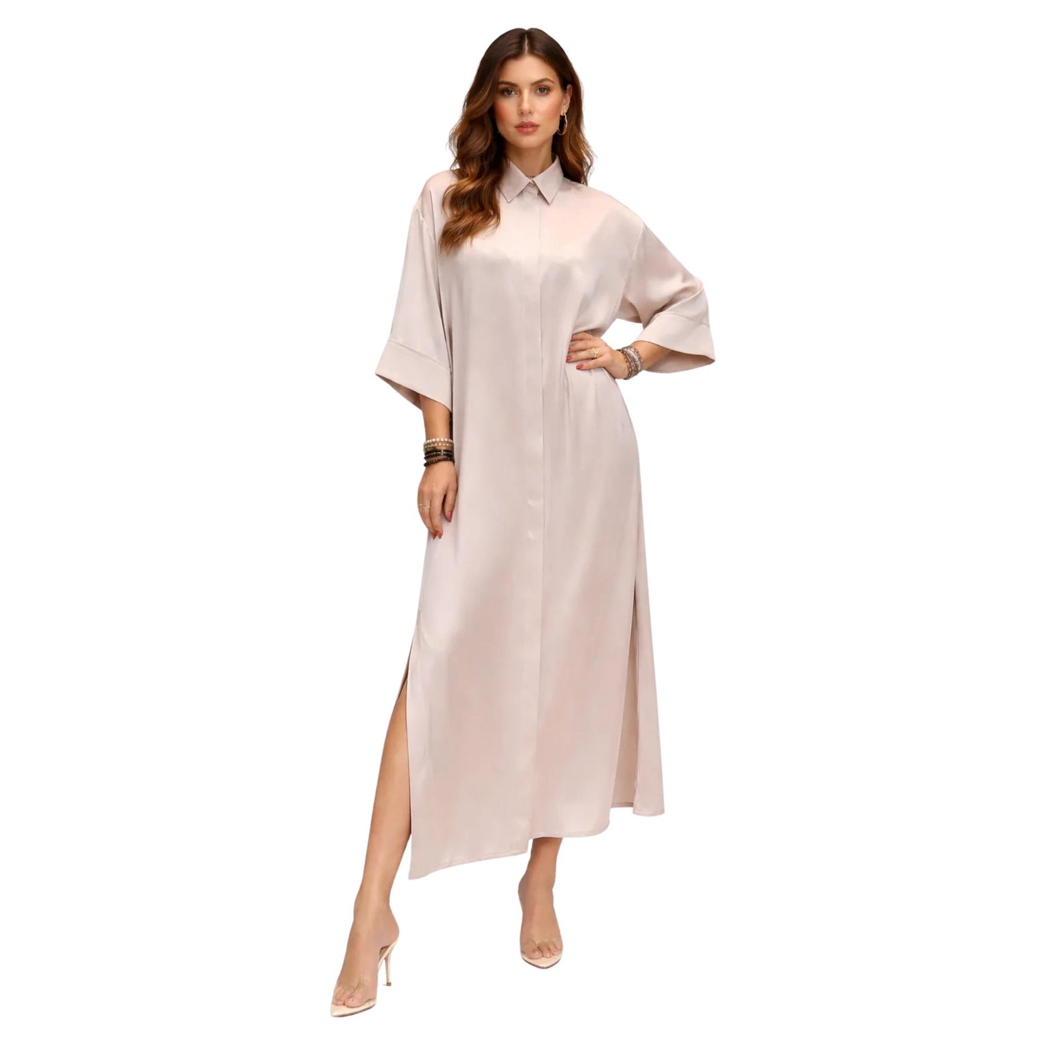 CLASSIC SHIRT DRESS (فستان) “GARDENIA”