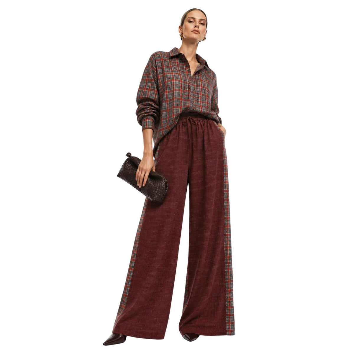 CONTRAST CHECK CO-ORD SET زوج (SHIRT & PANTS قميص وبنطلون) “JANE EYER"