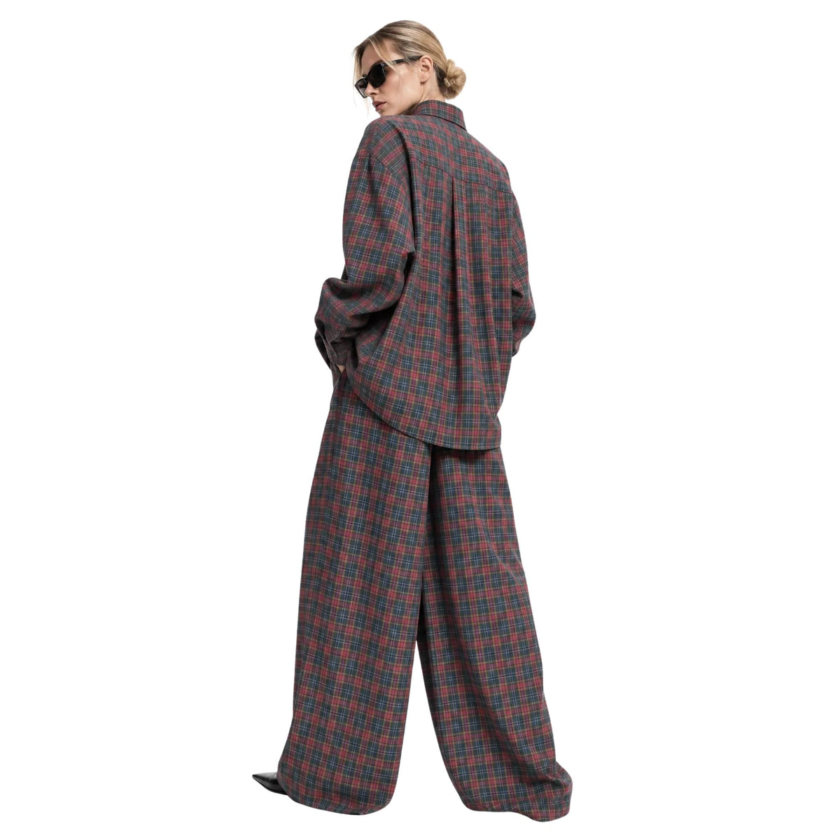 CONTRAST CHECK CO-ORD SET زوج (SHIRT & PANTS قميص وبنطلون) “JANE EYER"
