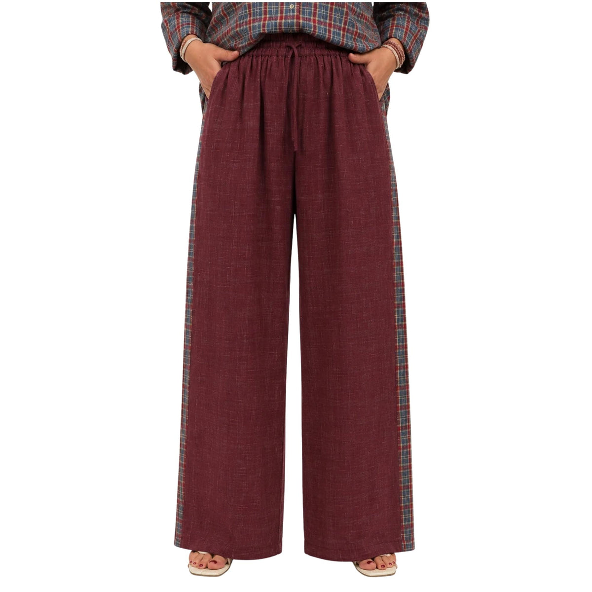 CONTRAST CHECK CO-ORD SET زوج (SHIRT & PANTS قميص وبنطلون) “JANE EYER"