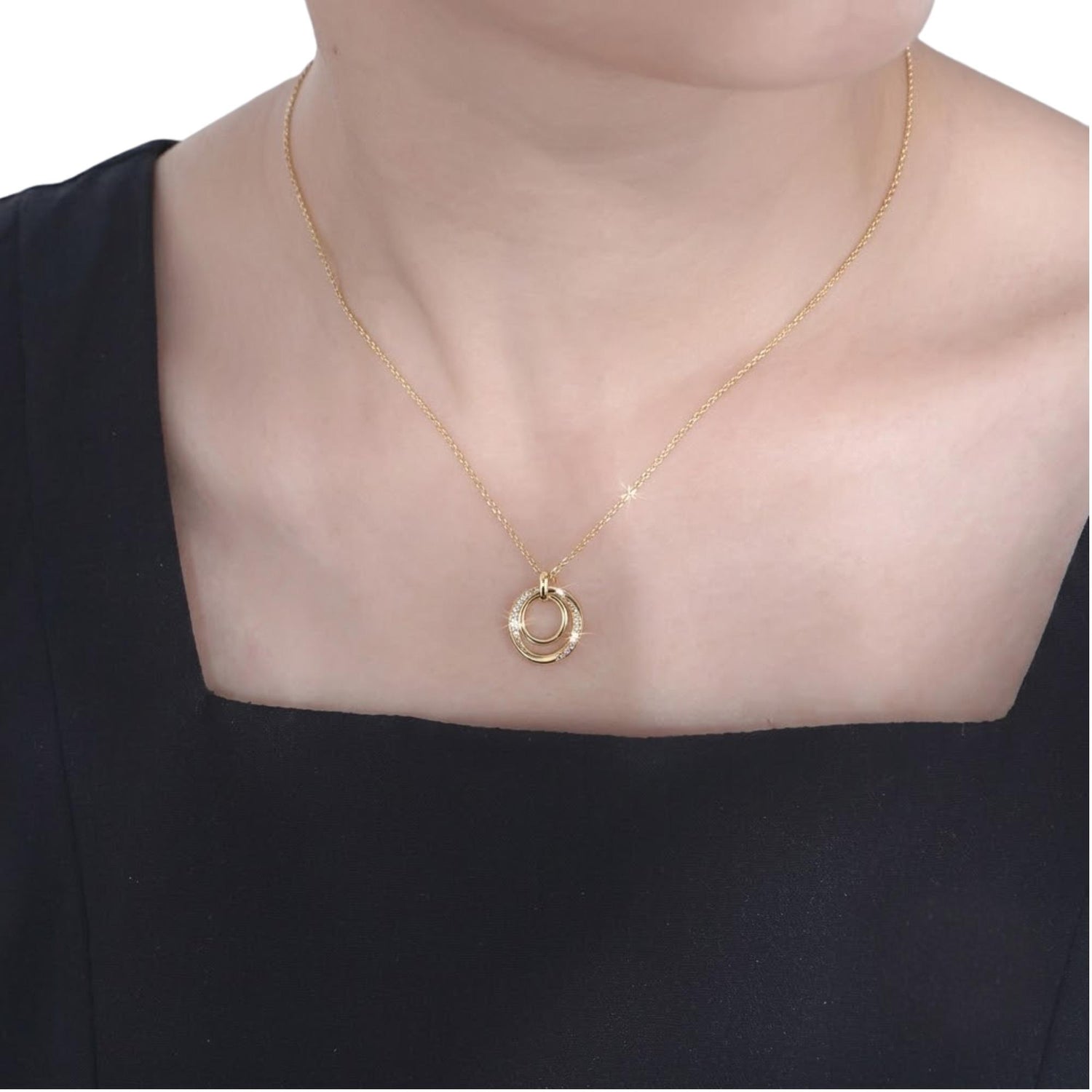 COUPLE DOUBLE CIRCLES CHAIN NECKLACE (العقد)