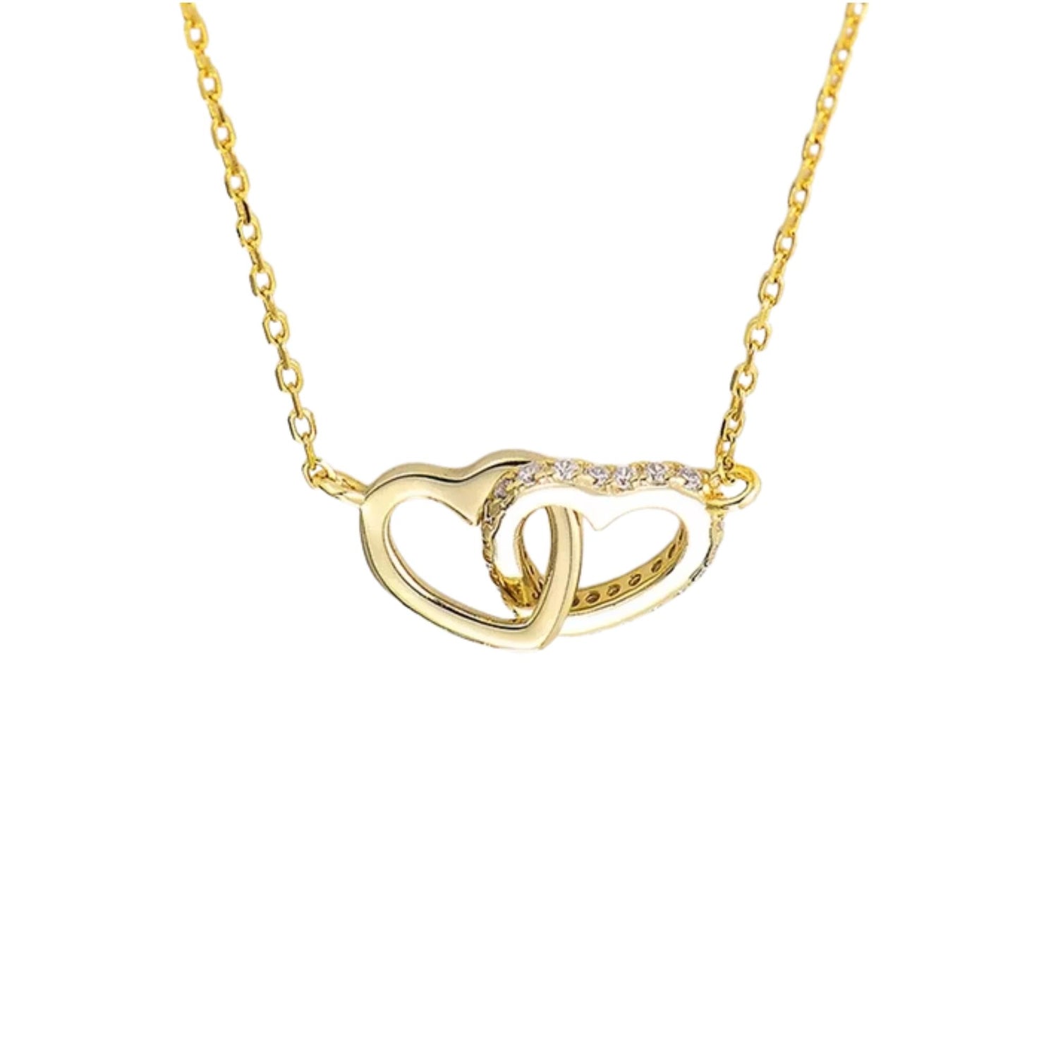 COUPLE DOUBLE HEART PENDANT NECKLACE (العقد)