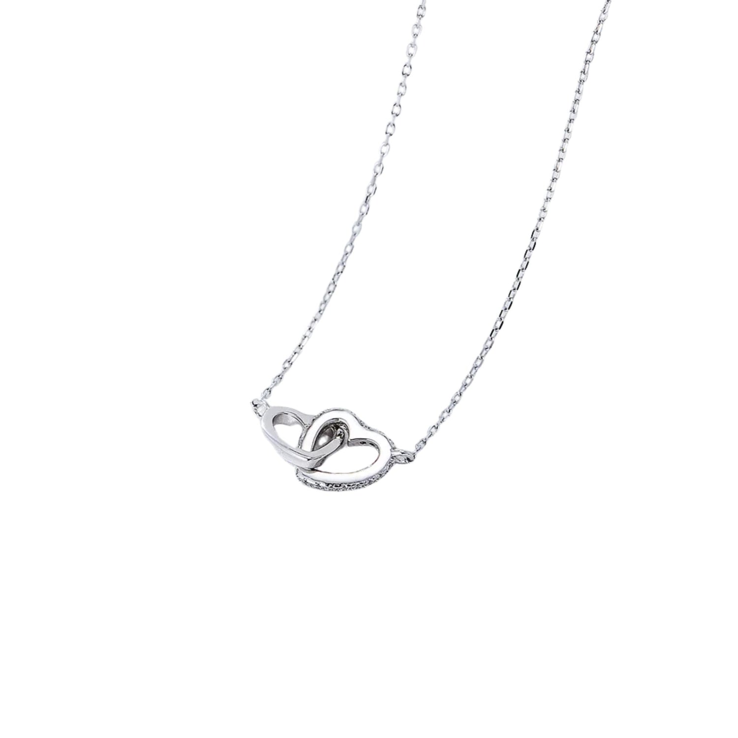 COUPLE DOUBLE HEART PENDANT NECKLACE (العقد)