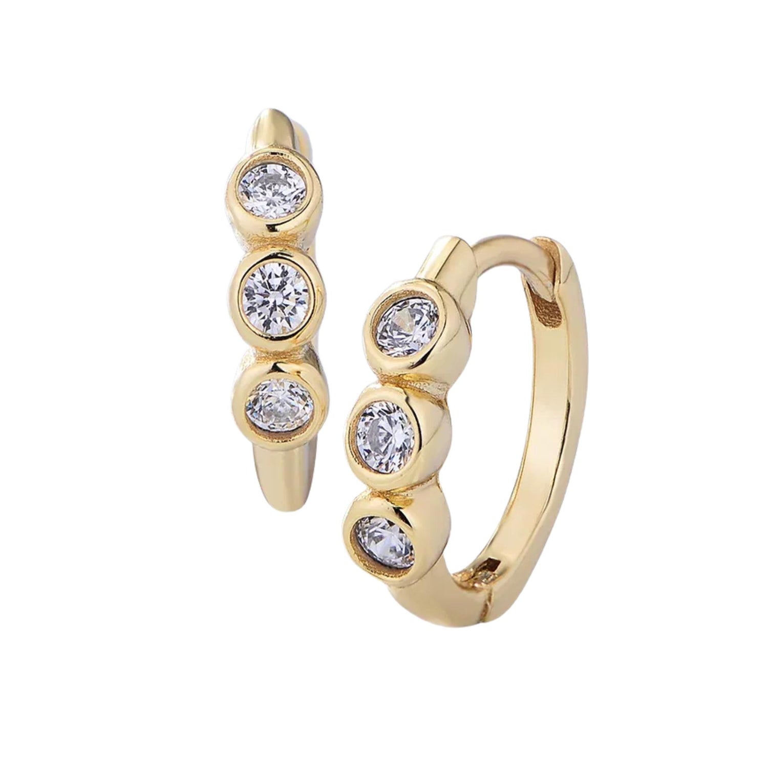 CUBIC ZIRCON HOOP HUGGIE EARRINGS (الأقراط)