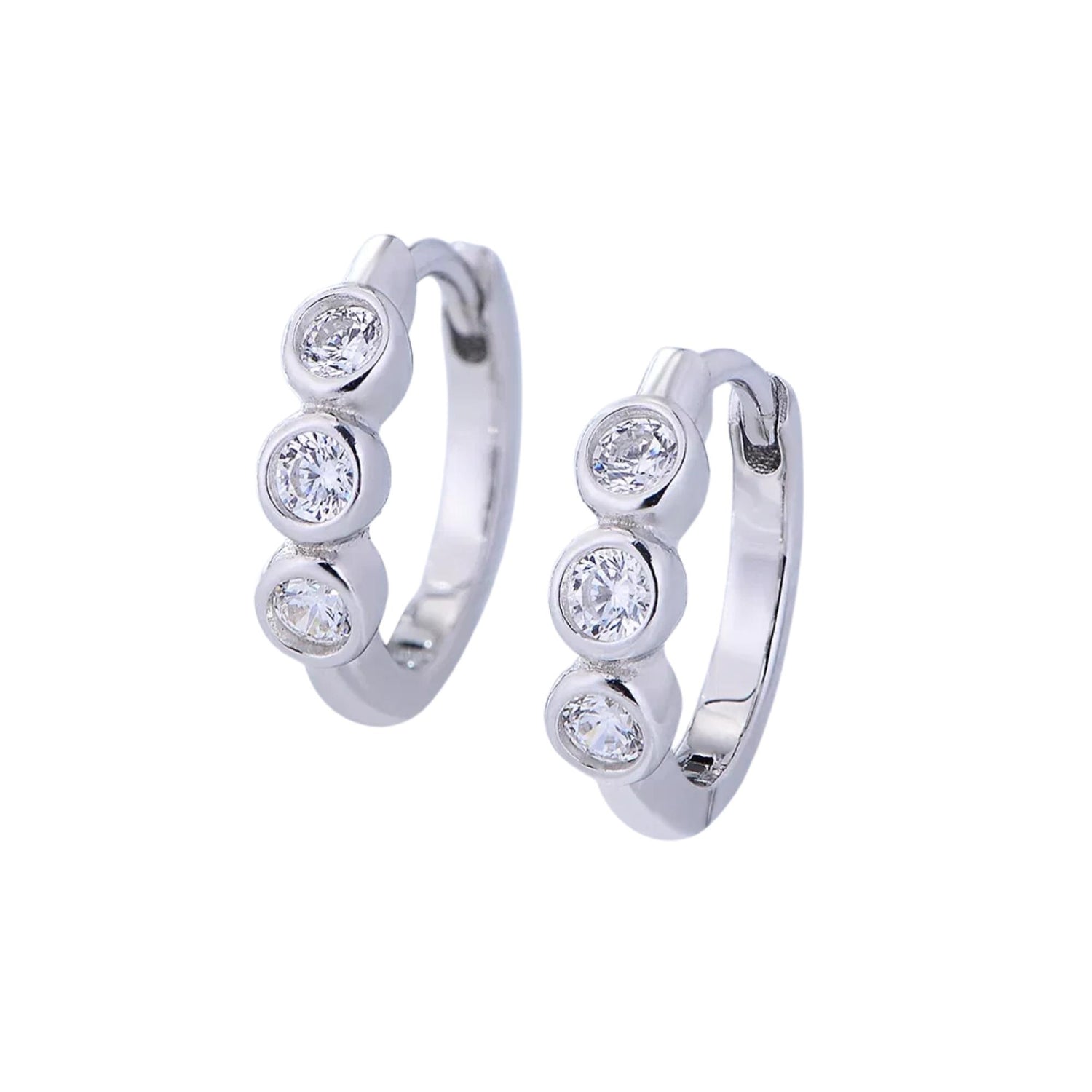 CUBIC ZIRCON HOOP HUGGIE EARRINGS (الأقراط)