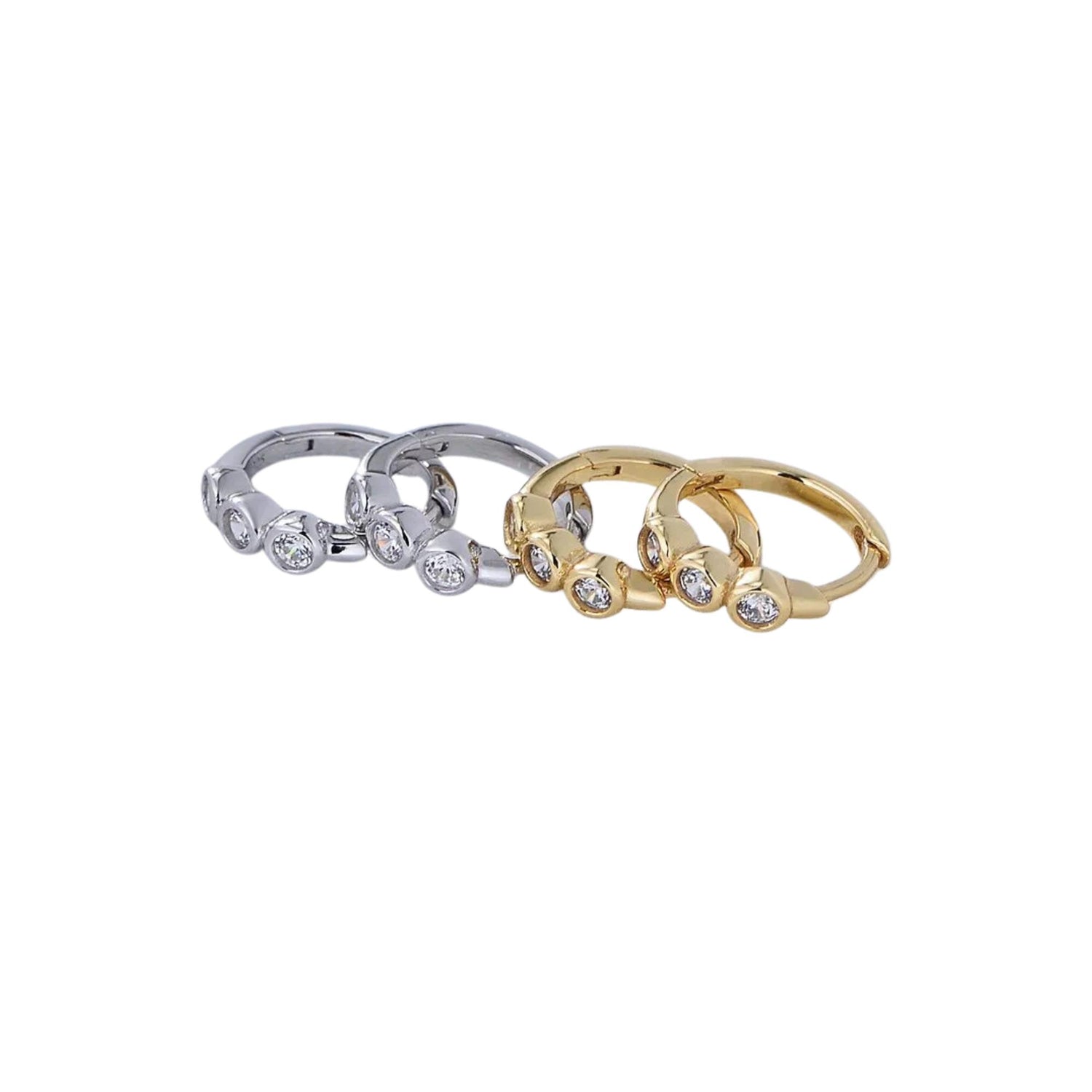 CUBIC ZIRCON HOOP HUGGIE EARRINGS (الأقراط)