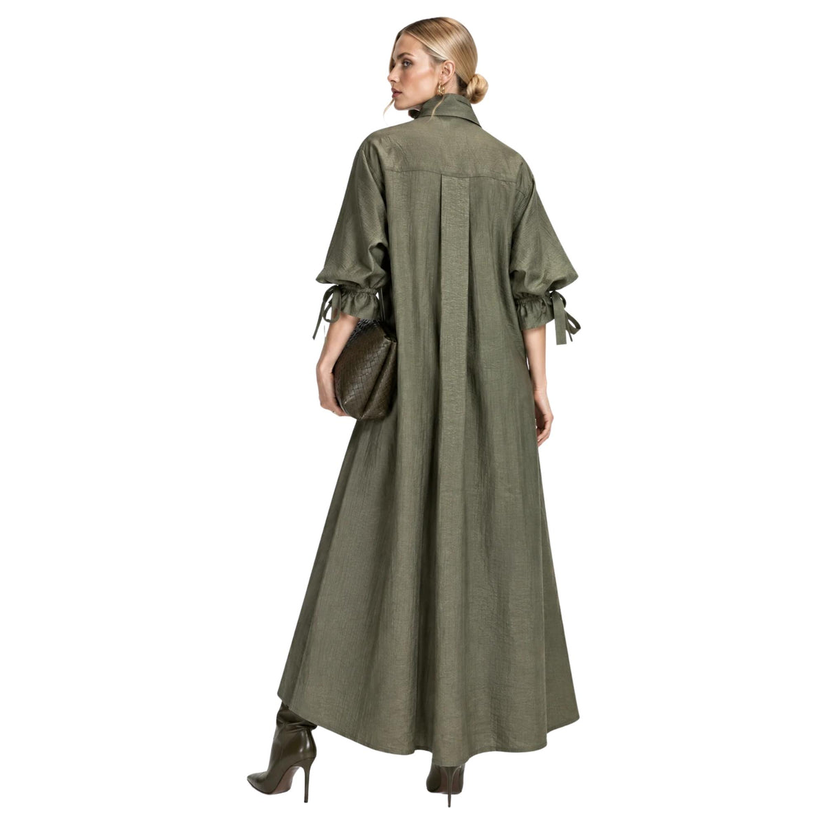 CUT-OUT SLEEVE MAXI SHIRT DRESS فستان “NINA”