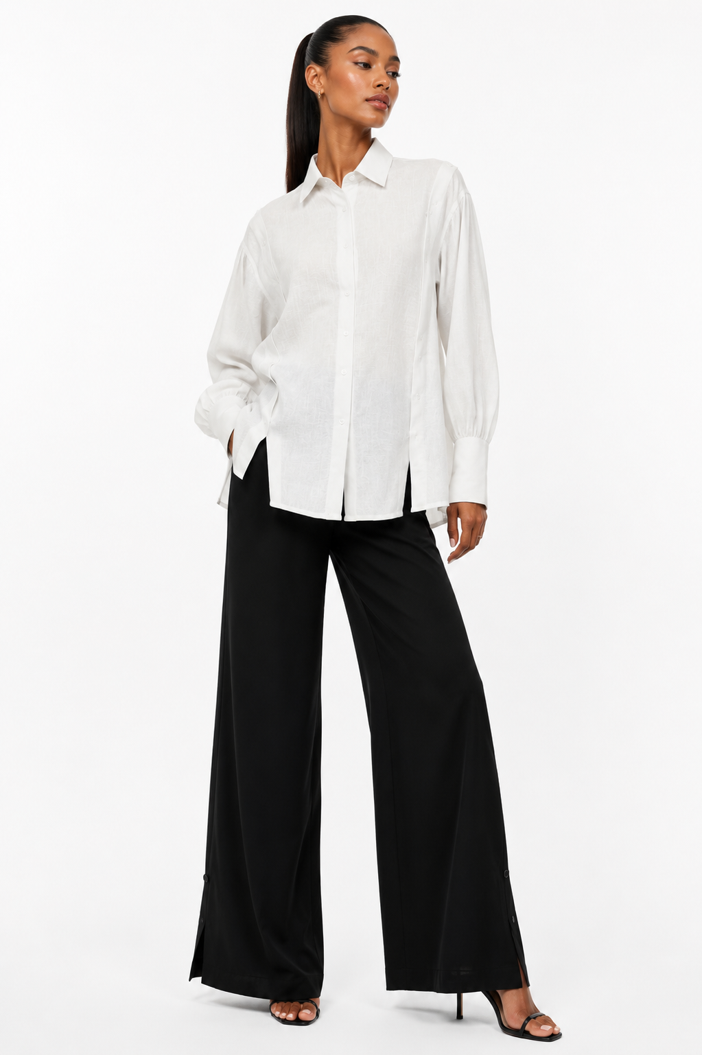 BUTTONED OPEN SHOULDER SHIRT قميص “OPAL"