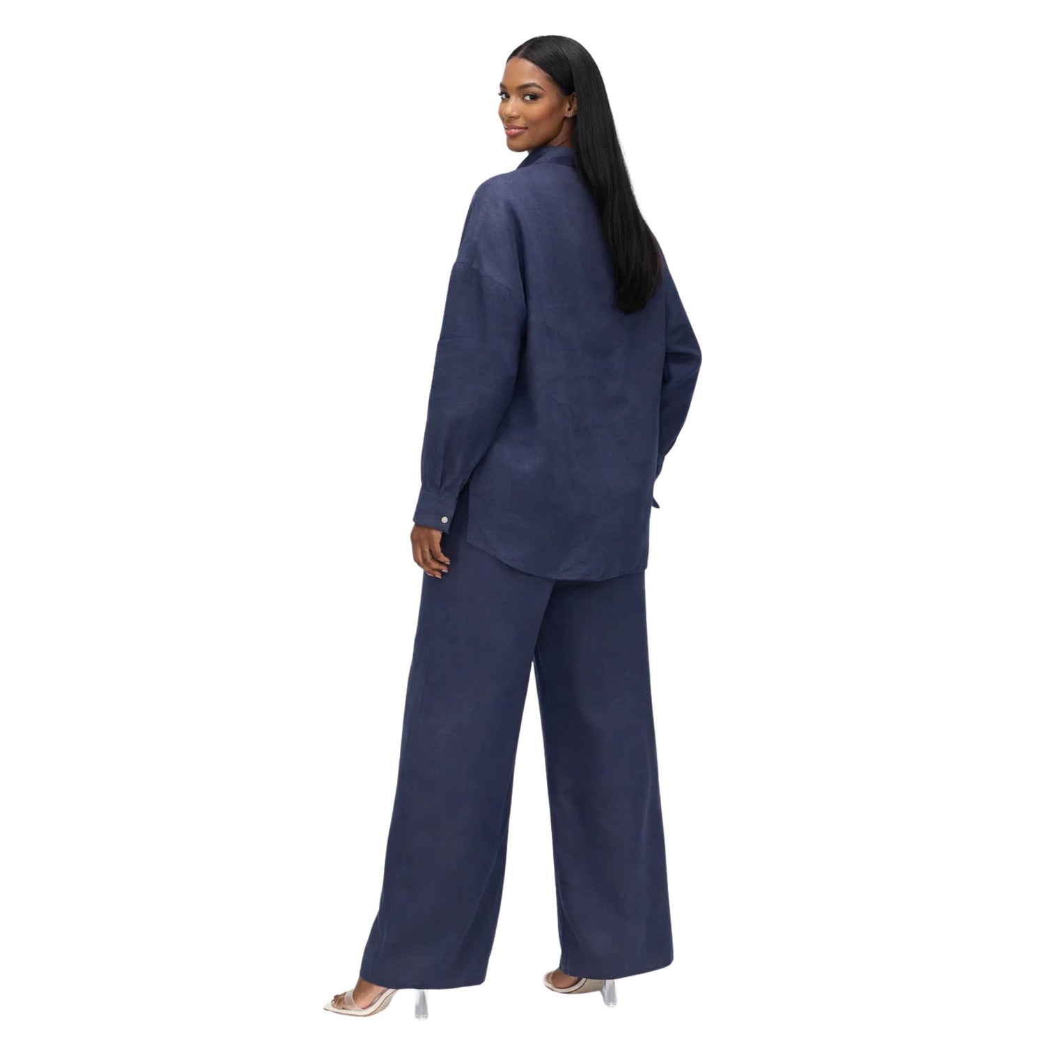 DIAMOND DRIFT EMBELLISHED LINEN CO-ORD SET زوج (SHIRT & PANTS قميص وبنطلون) “NEYA"