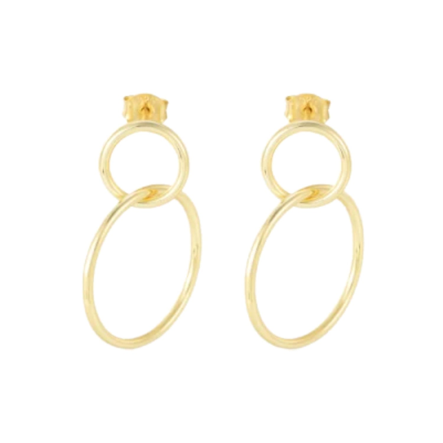 DOUBLE RING HOOP HIGH POLISHED STUD EARRINGS (لأقراط)