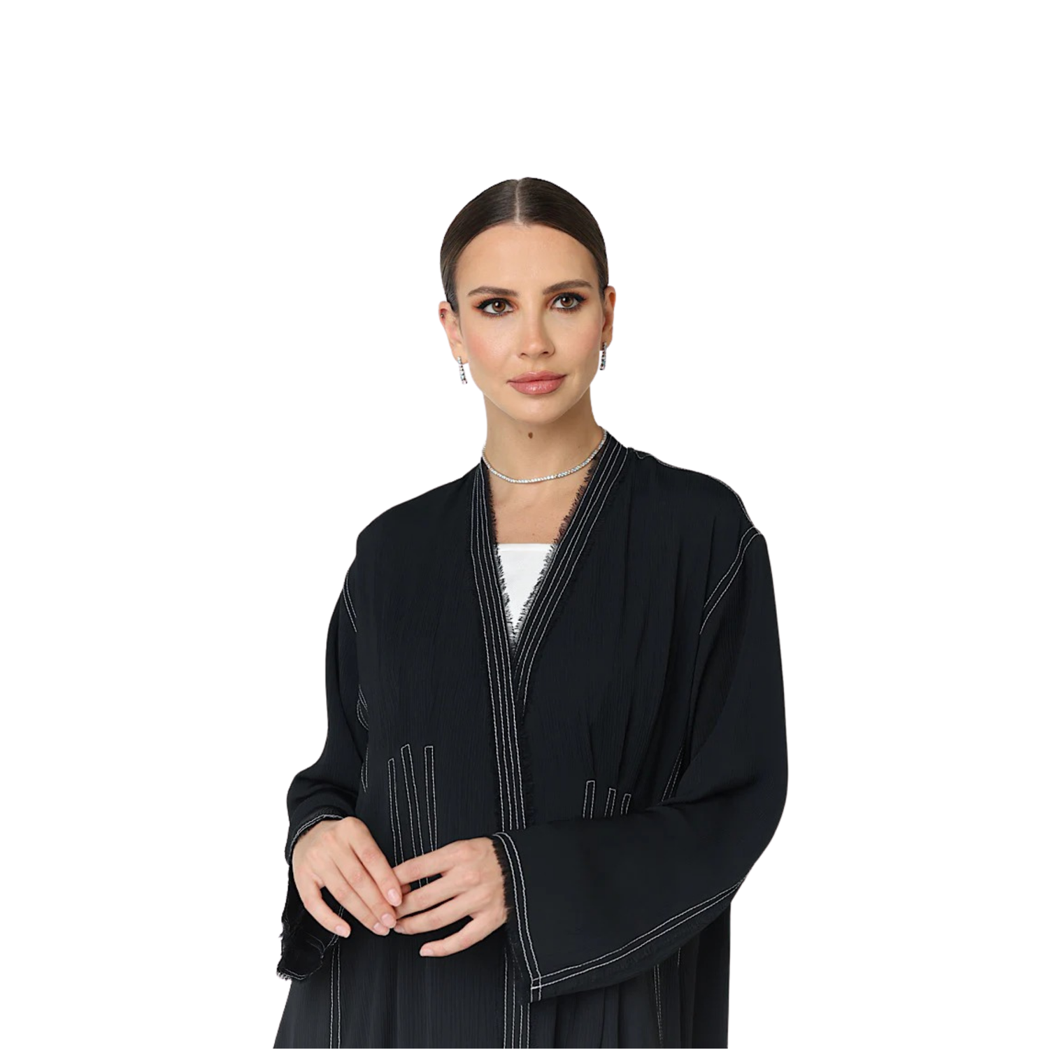 DOUBLE STITCHED ABAYA "AMIRA" (عباية) (ZOOM COLLECTION)