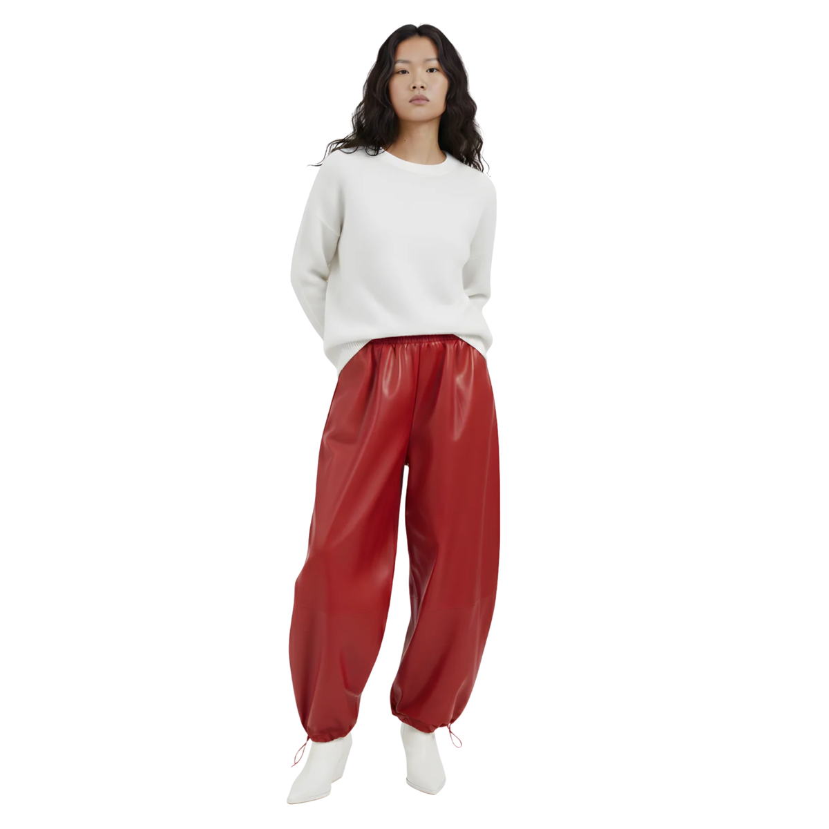 ELASTICATED WAIST BALOON LEATHER PANTS(بنطلون)