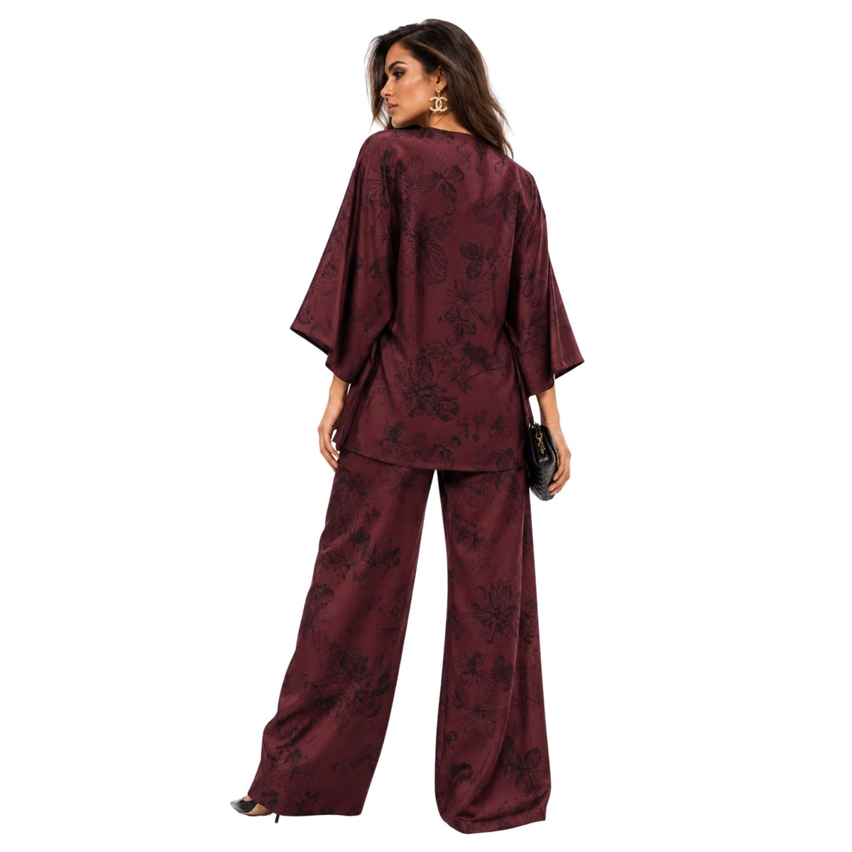 FLORAL KIMONO TIE-WAIST CO-ORD SET تعيين (KIMONO & PANTS) “BEKHAM“