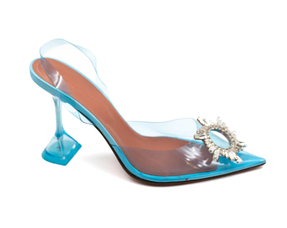 AMINA MUADDI BLUE PVC BEGUM SLIPPERS - AGL1562