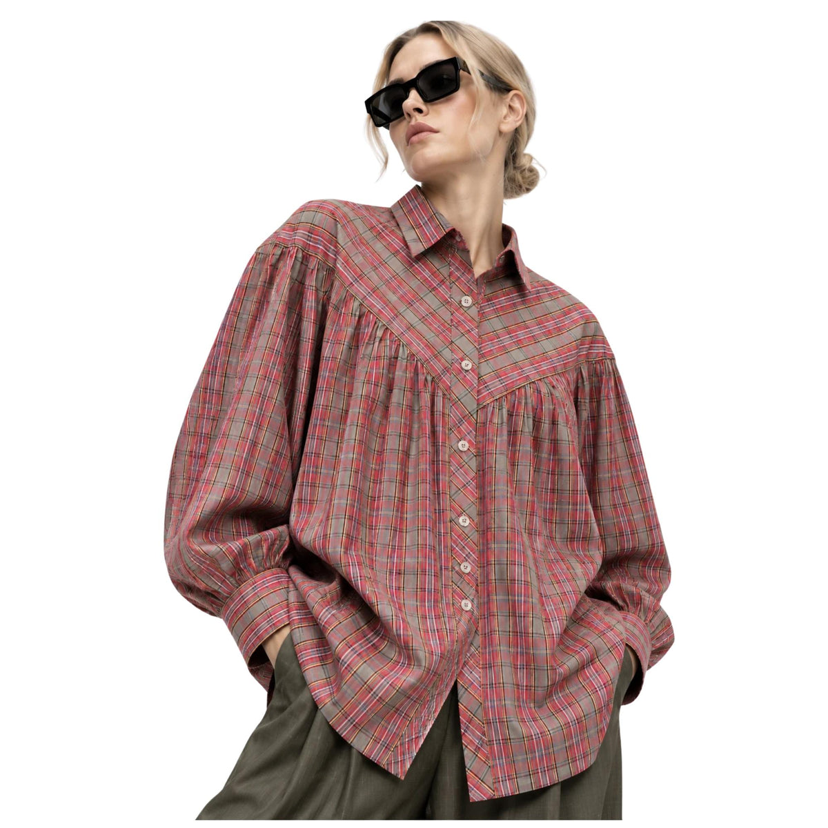 GATHERED CHEVRON SHIRT (قميص) “ANNA KARENINA”
