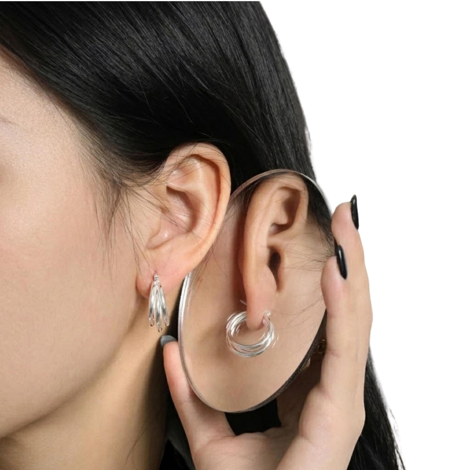GEOMETRIC MULTI-LAYERED CIRCLE EARRINGS (الأقراط)