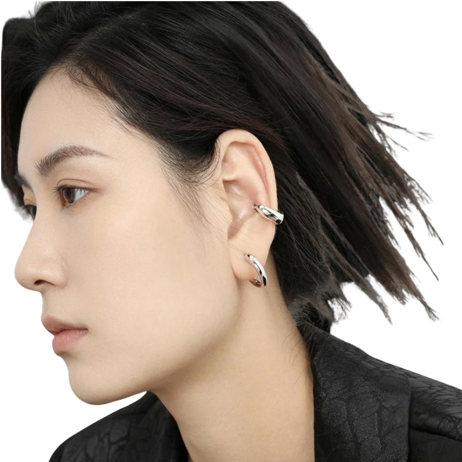 GEOMETRIC PLAIN HOOP EARRINGS (الأقراط)