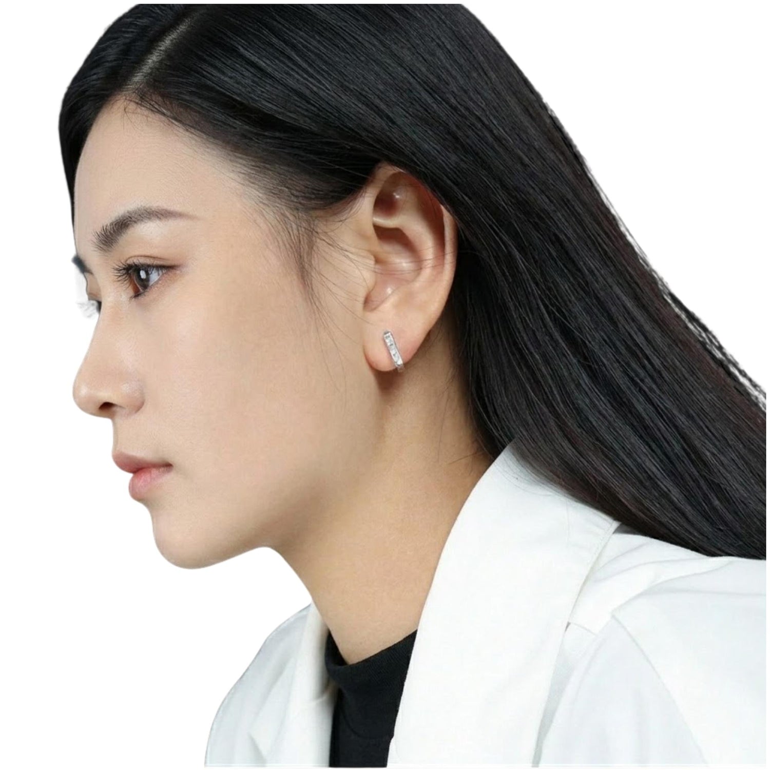 GEOMETRIC TRAPEZOIDAL ZIRCON EARRINGS (الأقراط)