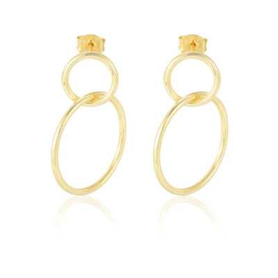 DOUBLE RING HOOP HIGH POLISHED STUD EARRINGS (لأقراط)