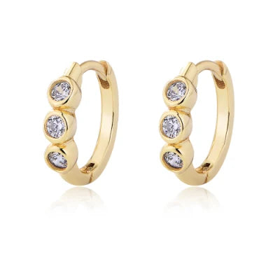 CUBIC ZIRCON HOOP HUGGIE  EARRINGS (الأقراط)