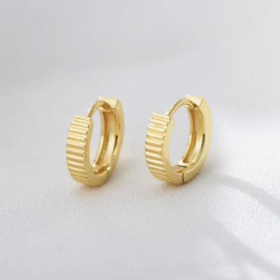 GLOSSY STRIPE ROUND HUGGIE EARRINGS (الأقراط)